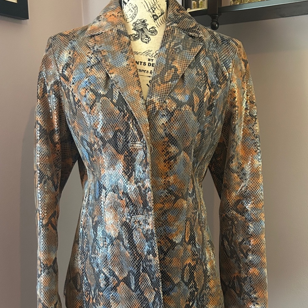 Pelle Studio Snake Print Leather tailored Jacket - Picture 2 of 8